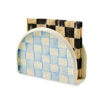 Emerald Check Enamel Napkin Holder
