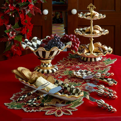 Violet Check Ceramic Three Tier Sweet Stand