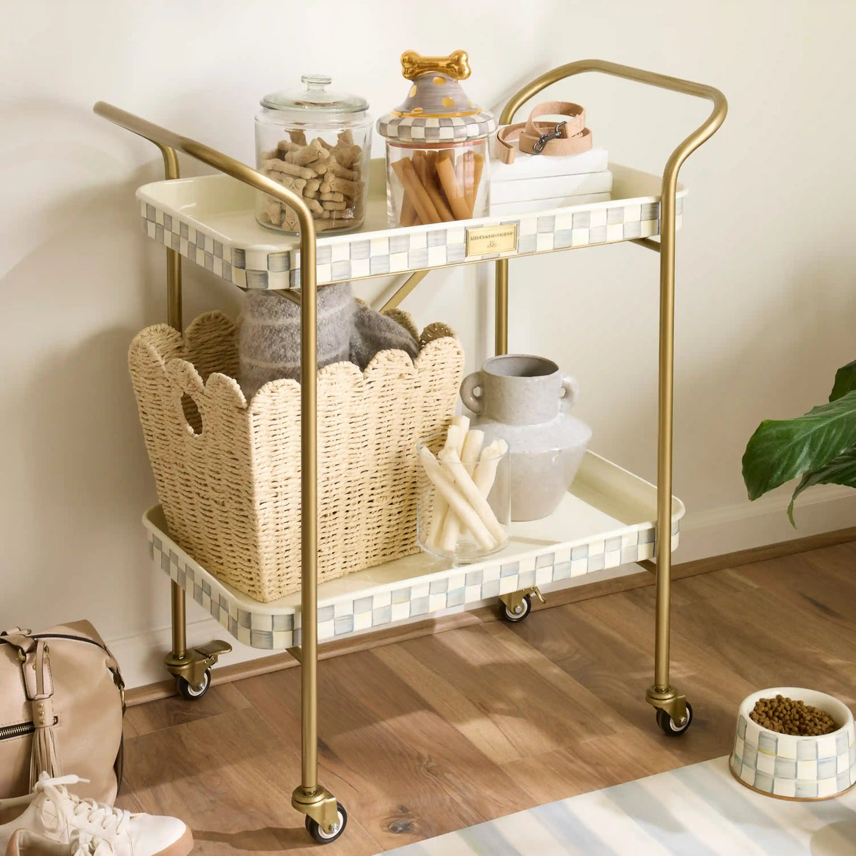 Royal Check 2-Tier Kitchen Cart