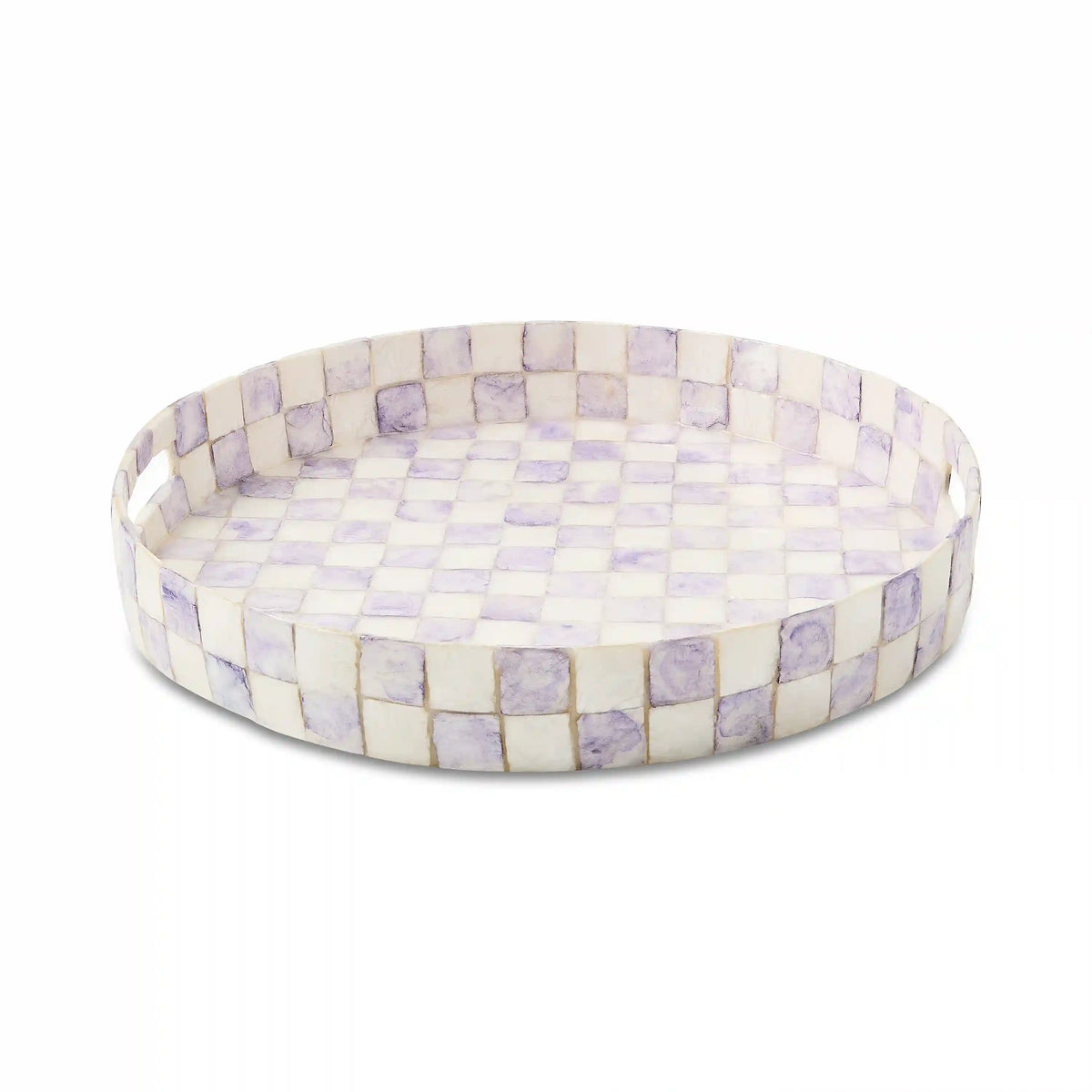 Sterling Check Capiz Round Tray