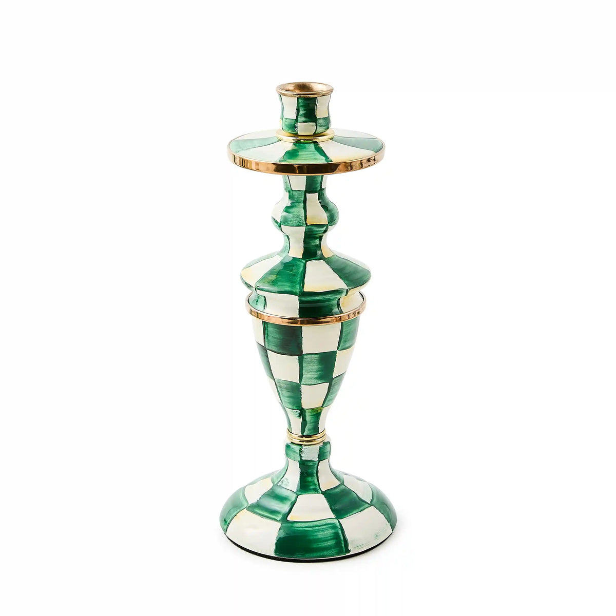 Mocha Check Large Candlestick