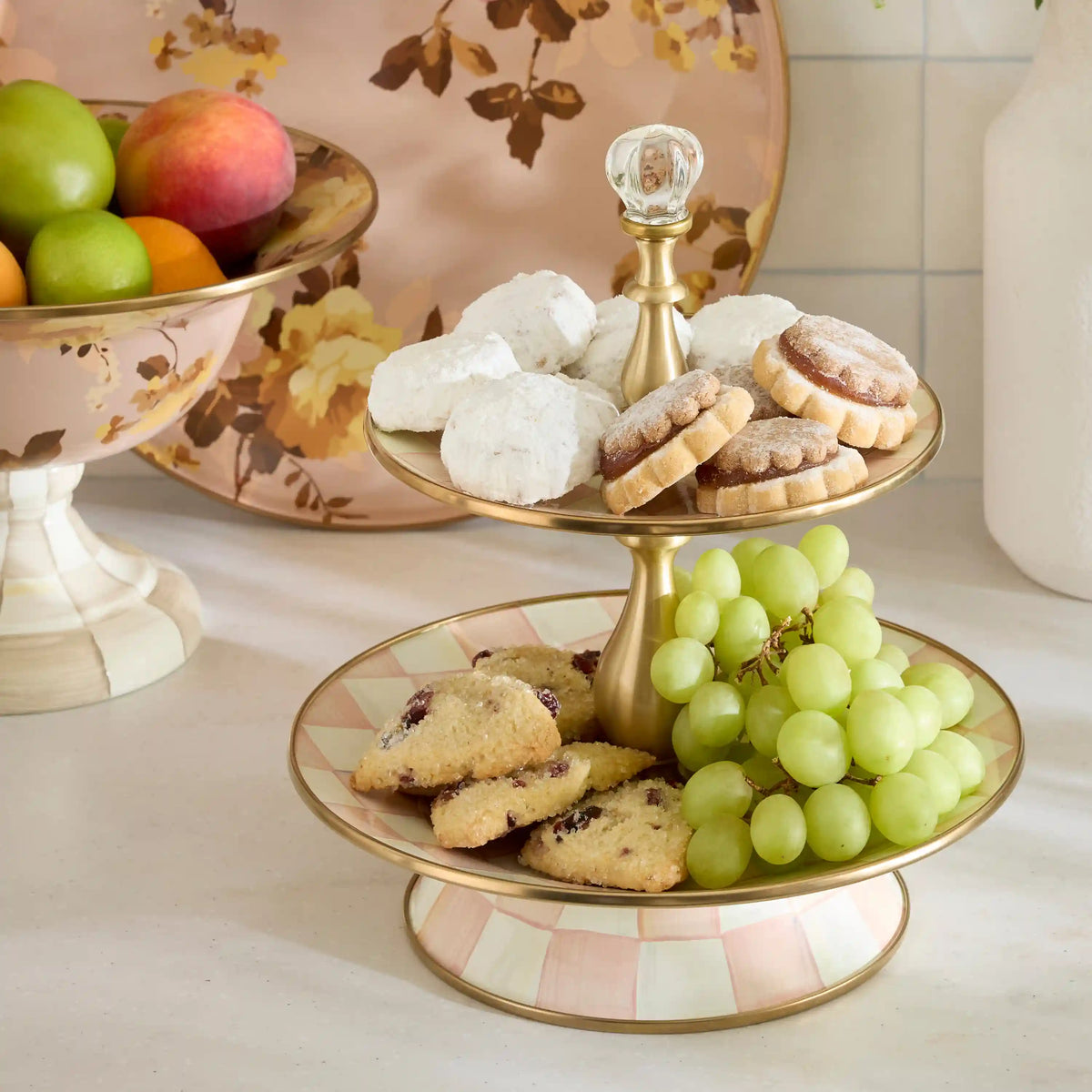 Royal Check Three Tier Sweet Stand