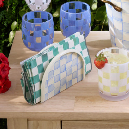 Violet Check Napkin Holder