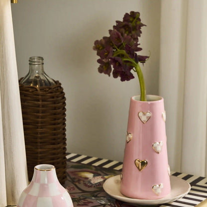 Rosy Check Heart Bud Vase
