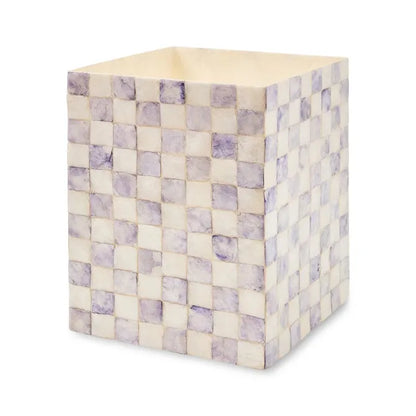 Violet Check Capiz Waste Bin