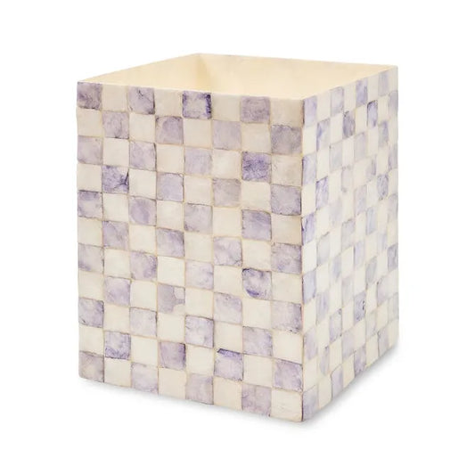 Violet Check Capiz Waste Bin