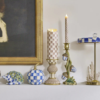 Emerald Check Flameless 7" Pillar Candle