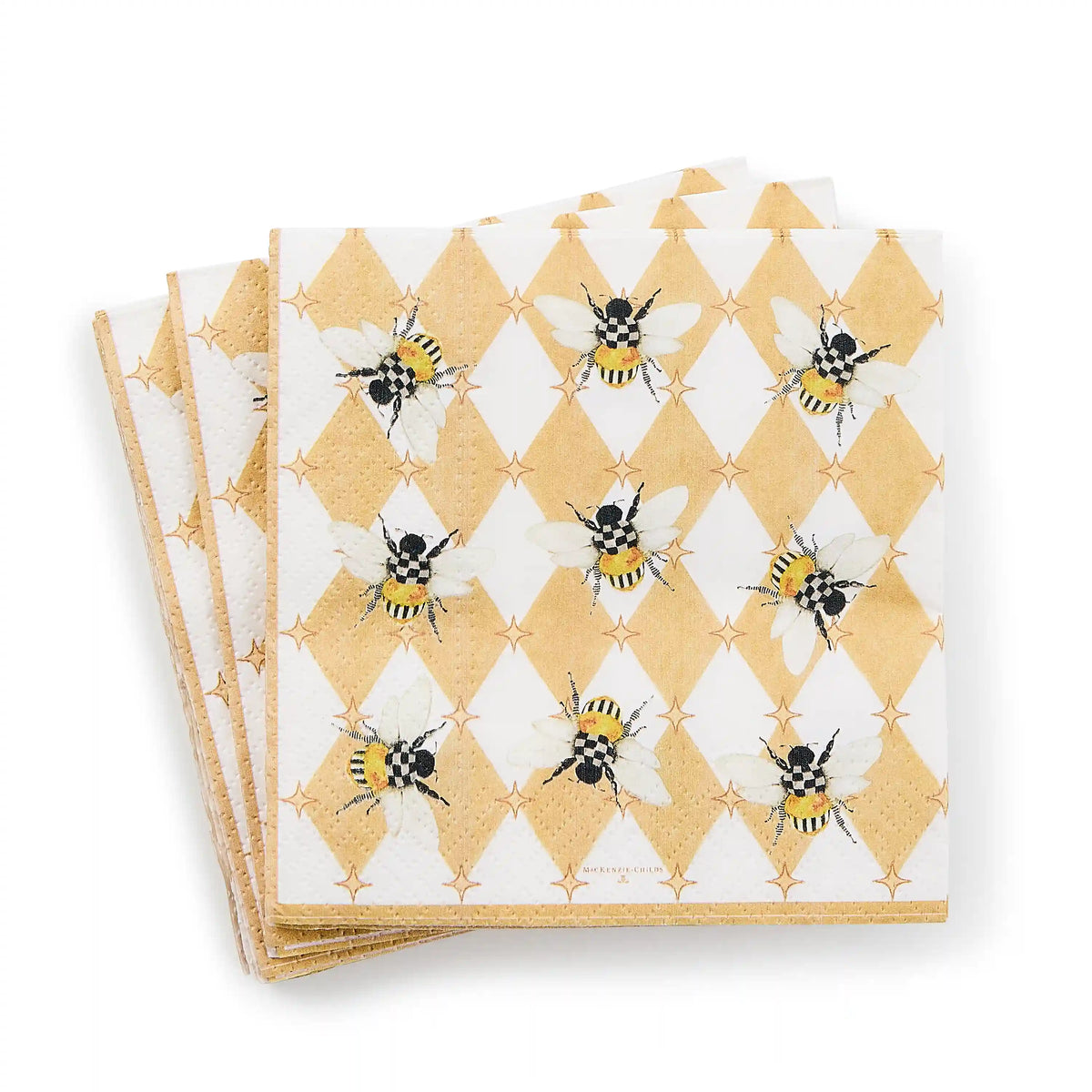 Mocha Check Cocktail Paper Napkins