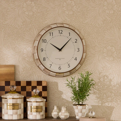 Violet Check School Wall Clock