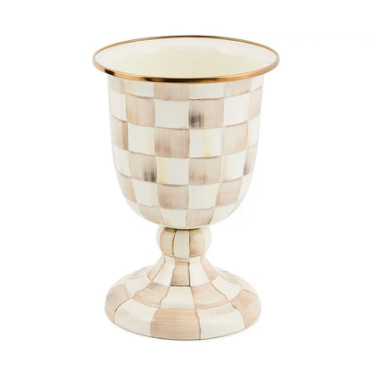 Emerald Check Pedestal Vase