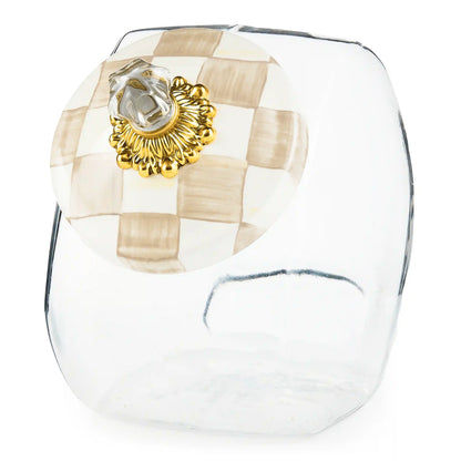 Cookie Jar with Violet Check Lid