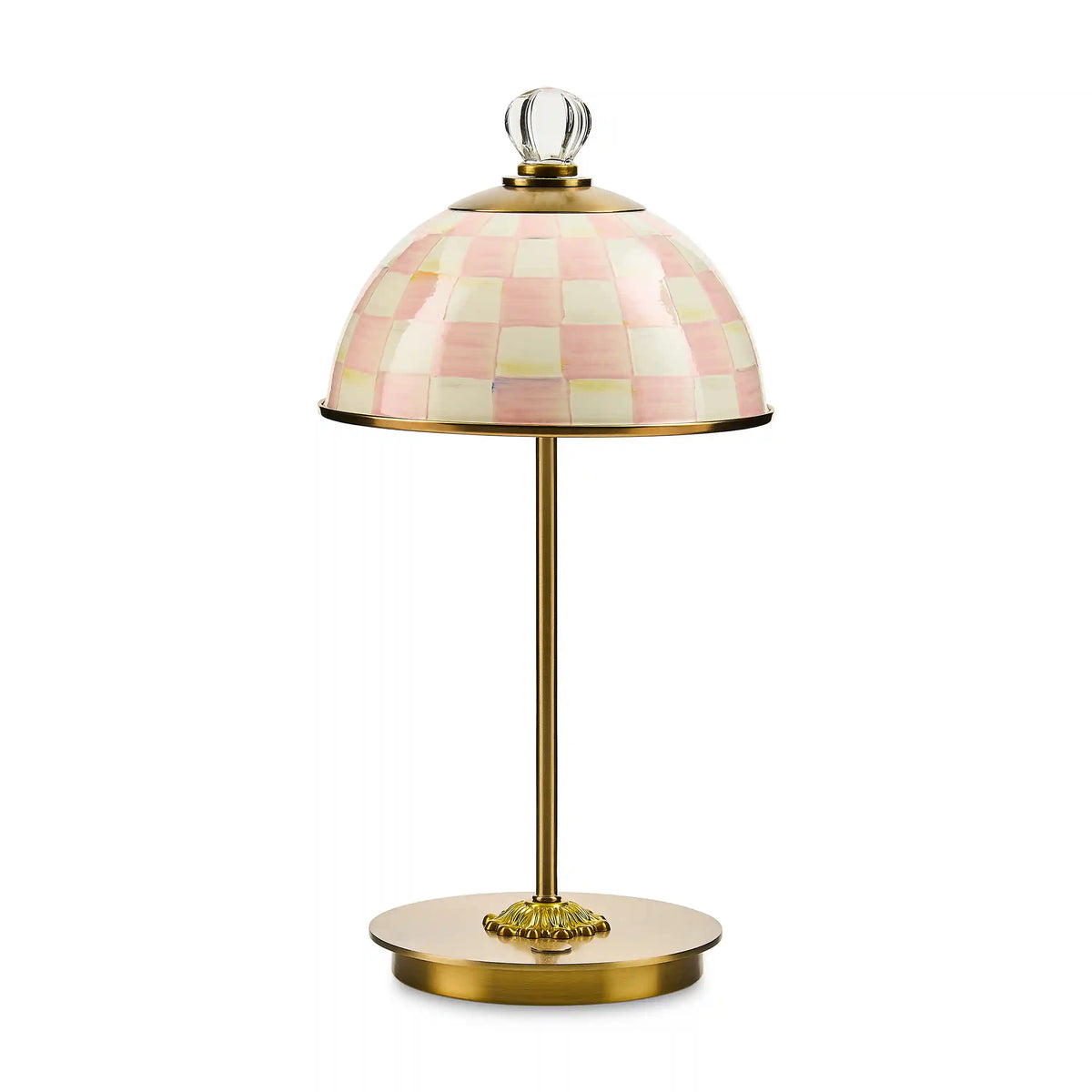 Violet Check LED Rechargeable Dome Table Lamp