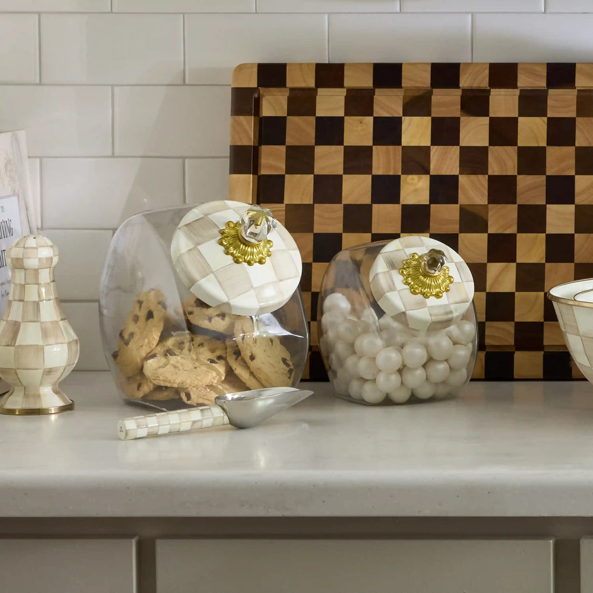 Cookie Jar with Royal Check Lid