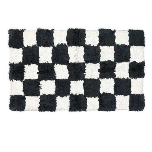 Checkerboard Black Bath Rug