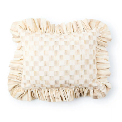 Rosy Stripe Ruffle Throw Pillow