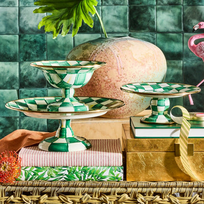 Violet Check Mini Pedestal Platter