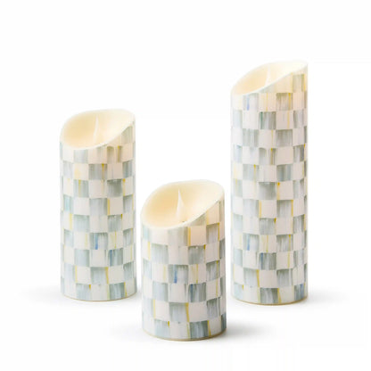 Sterling Check Flicker 7" Pillar Candle
