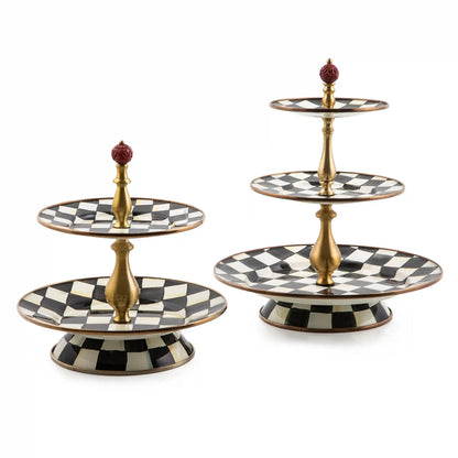 Violet Check Three Tier Sweet Stand