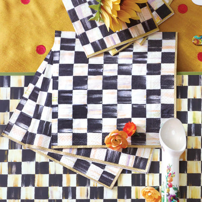 Sterling Check Dinner Paper Napkins