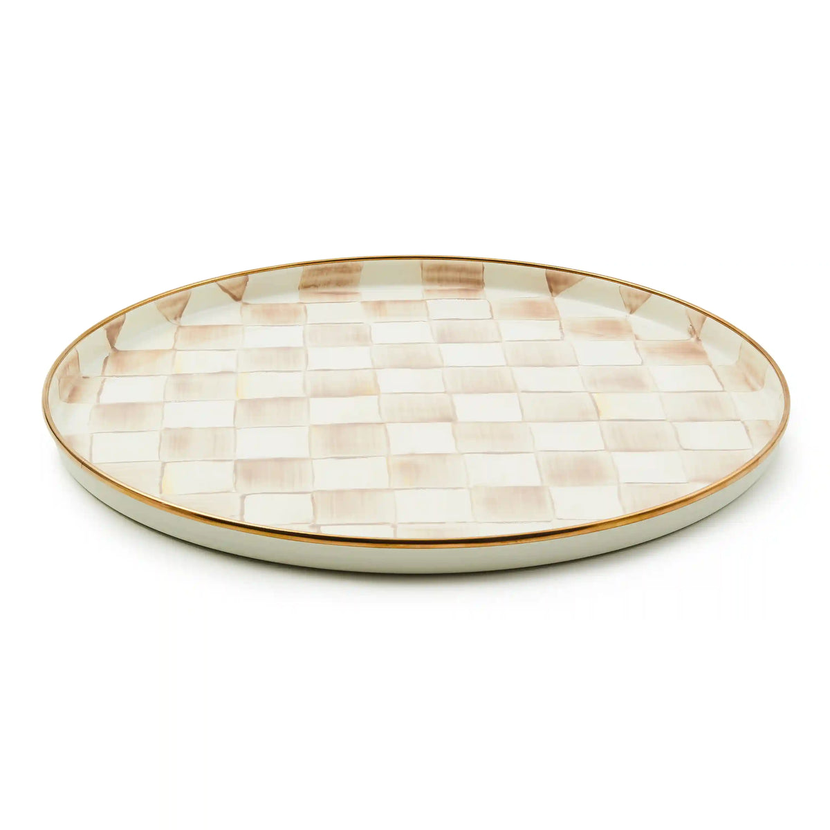 Sterling Check Round Tray