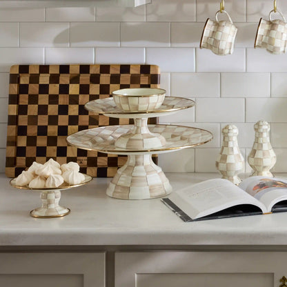 Violet Check Mini Pedestal Platter