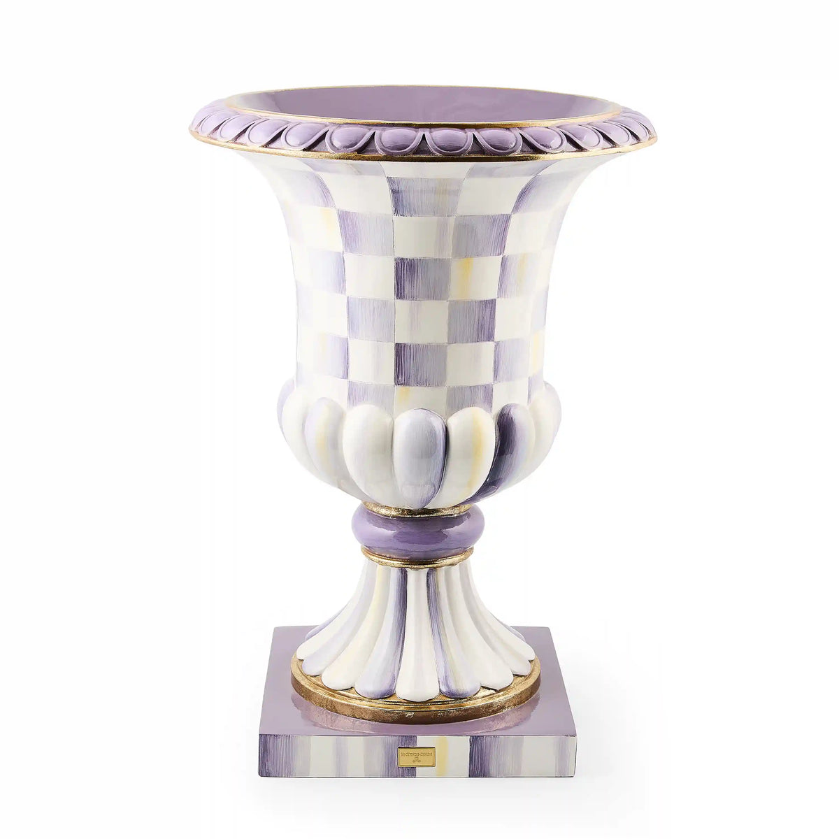 Sterling Check Pedestal Urn