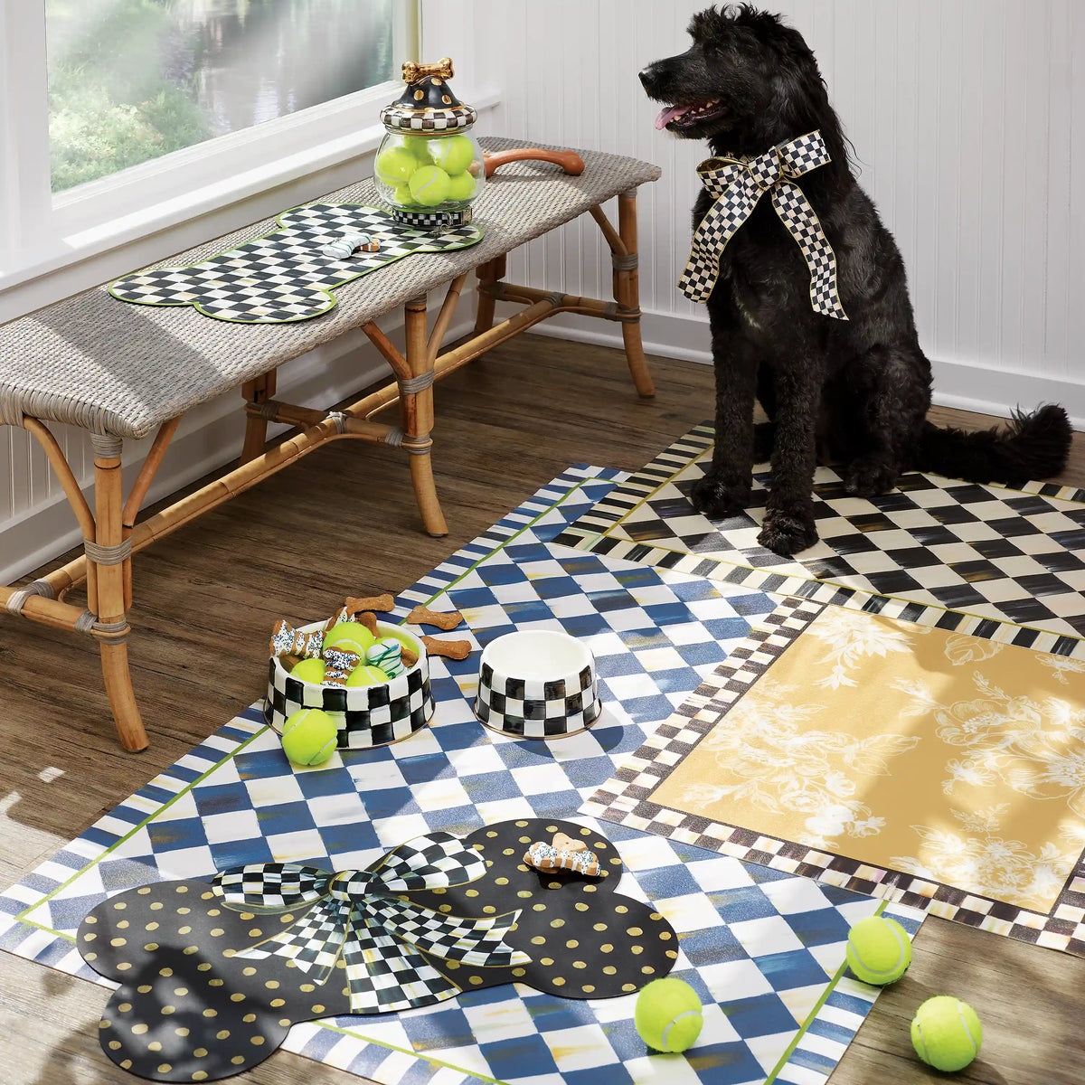 Emerald Check Small Pet Dish