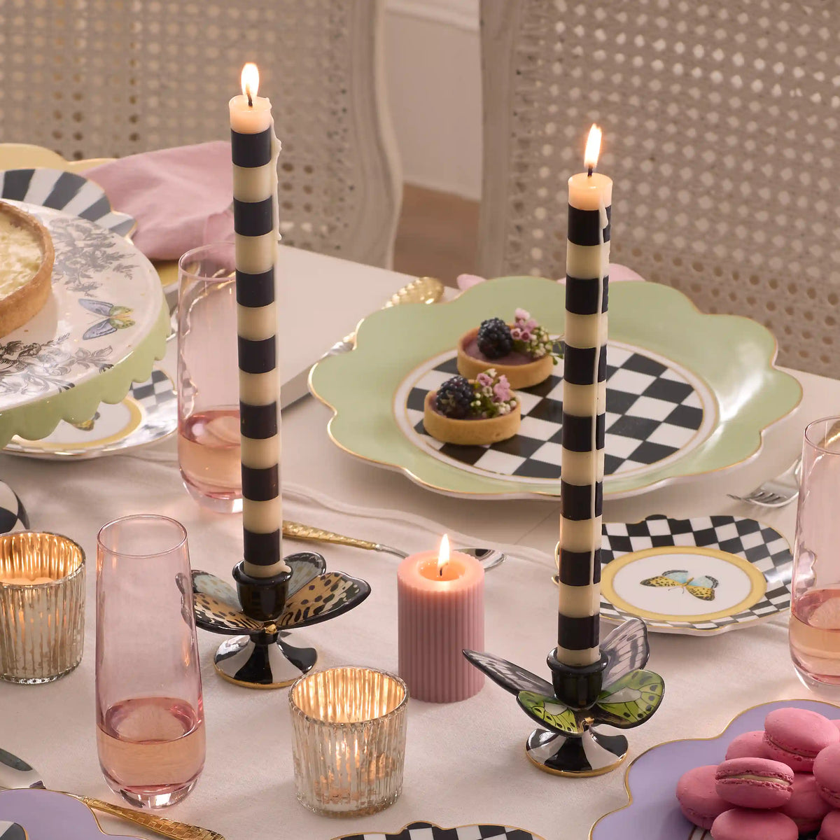 Courtly Check Butterfly Candle Holders, Set of 2