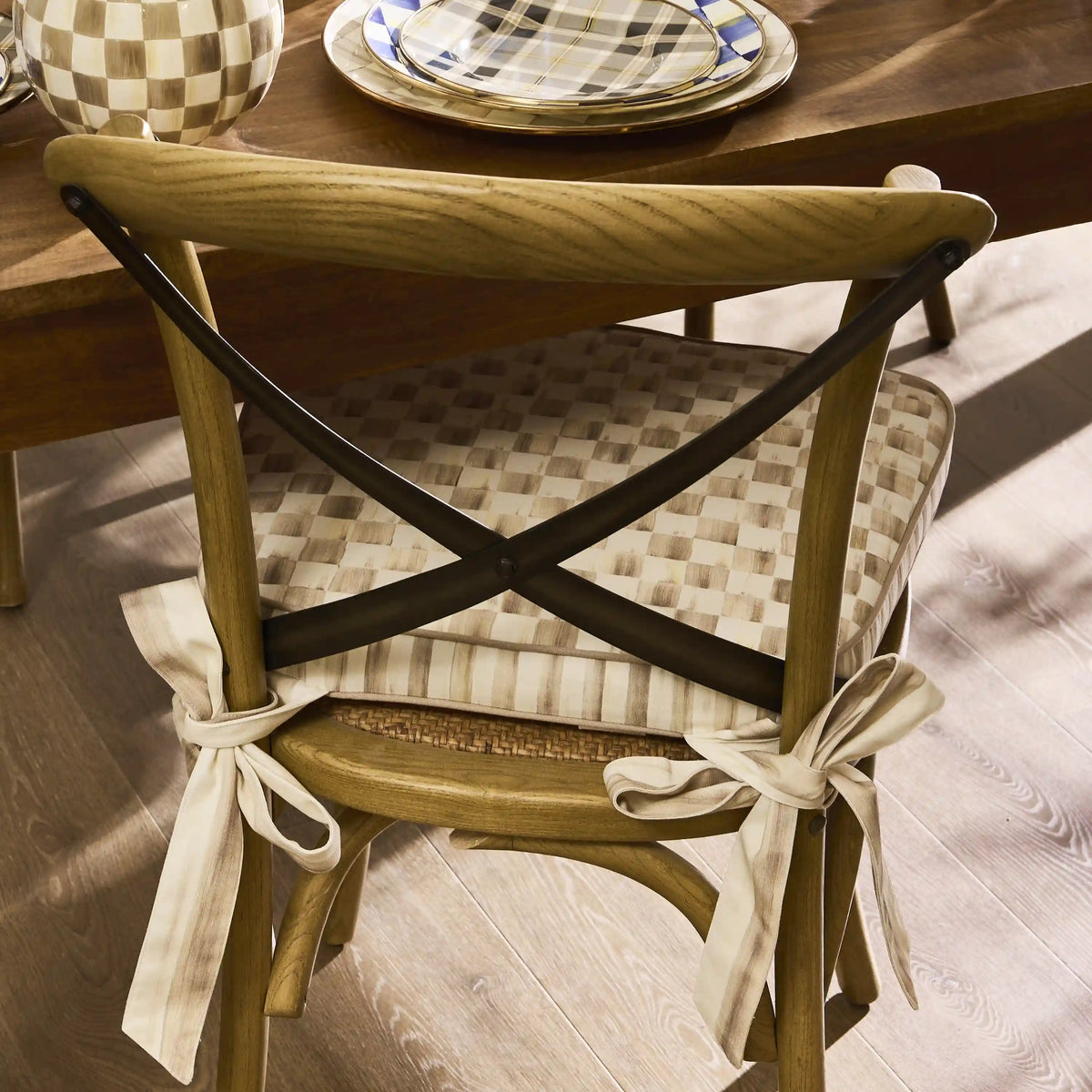 Mocha Check Chair Cushion