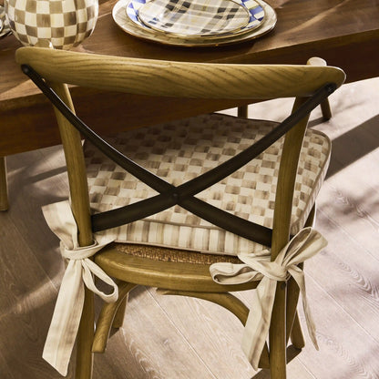 Mocha Check Chair Cushion