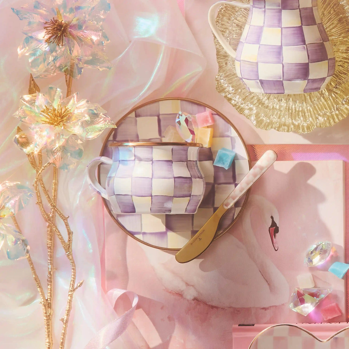 Mocha Check Teacup