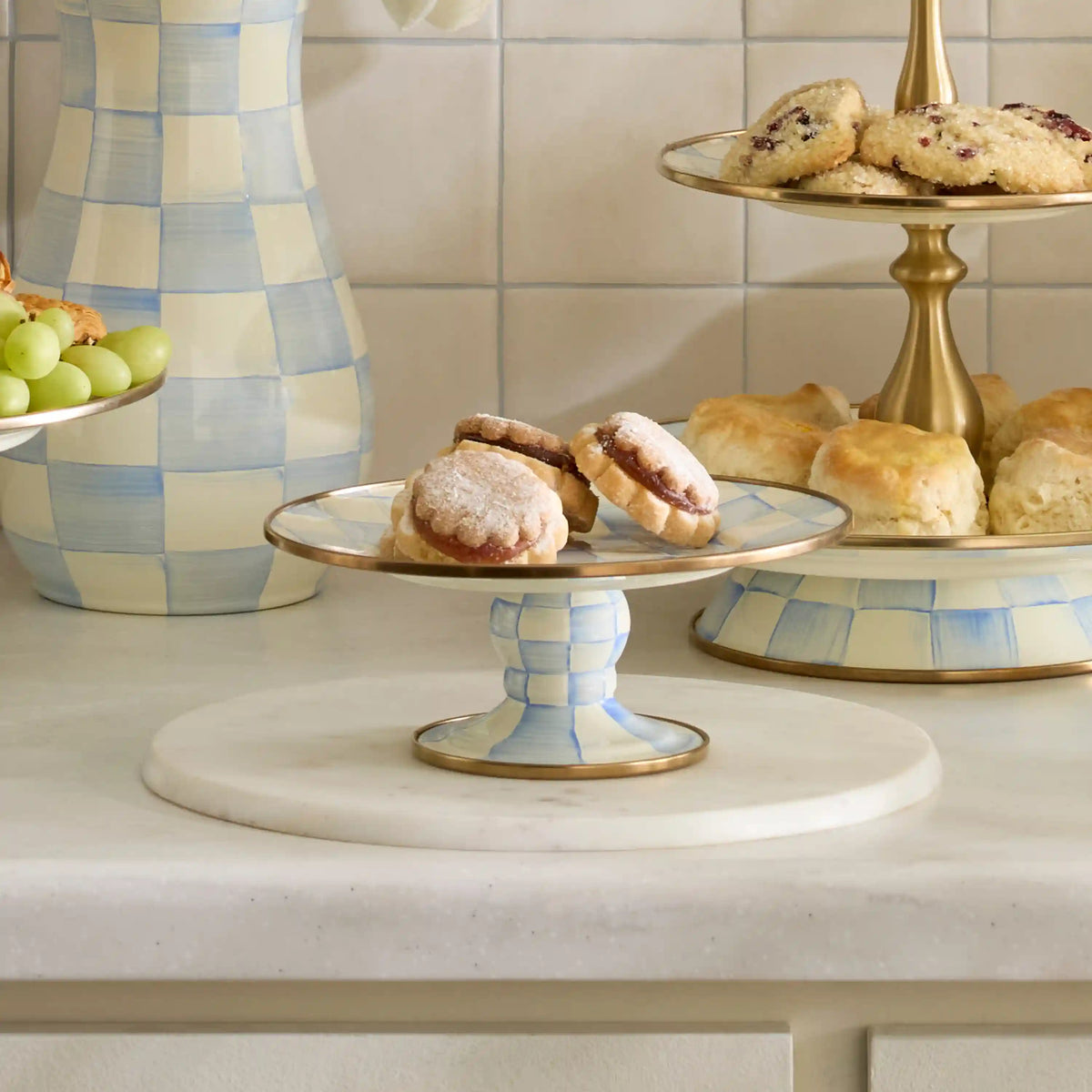Courtly Check Small Pedestal Platter