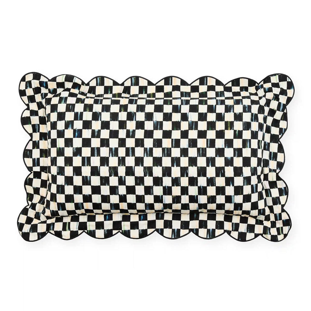 Violet Check Reversible Scalloped Lumbar Throw Pillow