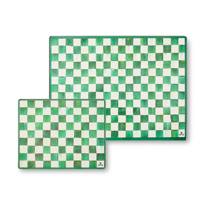 Violet Check Glass Cutting Boards, Set of 2