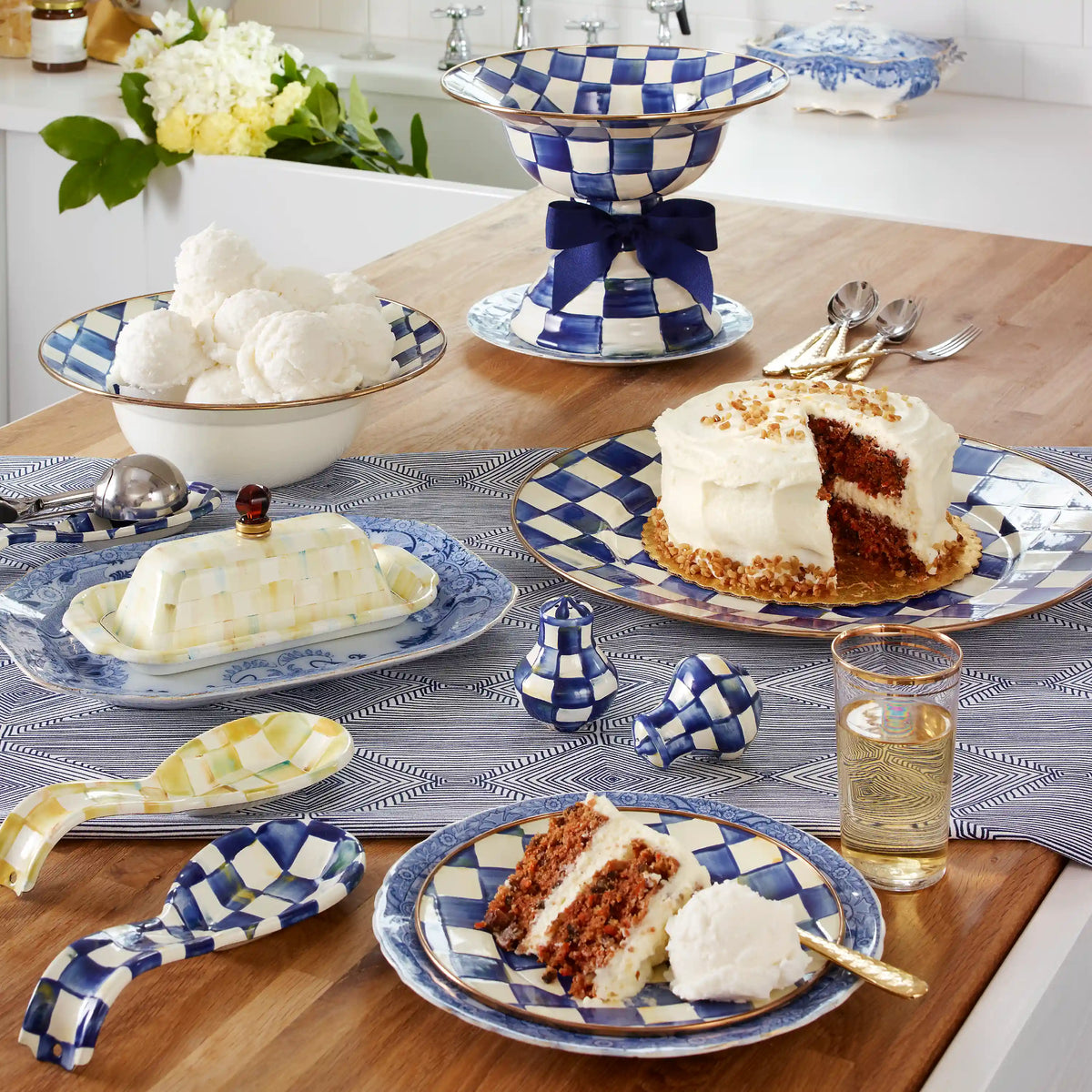 Violet Check Serving Platter