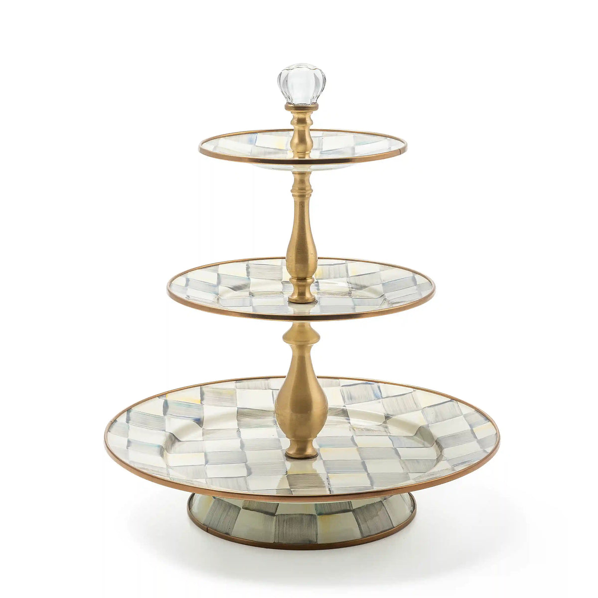 Mocha Check Three Tier Sweet Stand