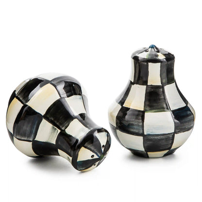 Violet Check Salt & Pepper Shakers