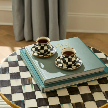 Sterling Check Espresso Cup & Saucer Set