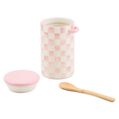 Rosy Check Farmhouse Canisters, Set of 2