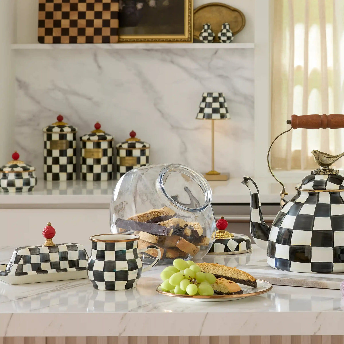 Cookie Jar with Mocha Check Lid