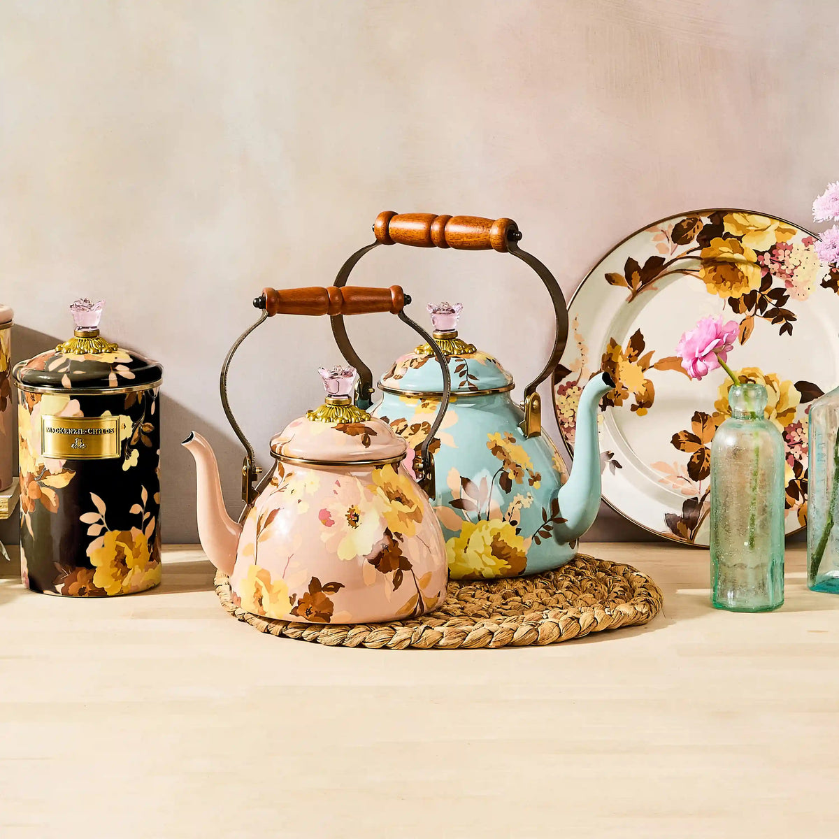 Wild Rose Mauve 2 Quart Tea Kettle