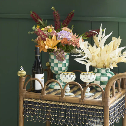 Emerald Check Pedestal Vase