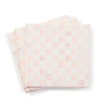 Emerald Check Cocktail Paper Napkins