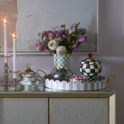 Sterling Check Glass Vase